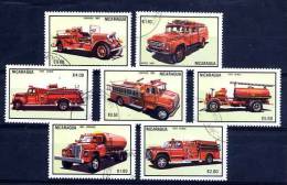 NICARAGUA 1983, CAMIONS POMPIERS, 7 Valeurs, Oblitérées / Used. R133 - Camion