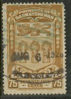 Saskathhwen 1908 75 Cent  Saskatchewan Law Issue #SL38 - Fiscale Zegels