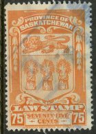 Saskathhwen 1938 75 Cent Saskatchewan Law Issue #SL50 - Fiscale Zegels