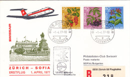 Zurich Sofia 1977 - Erstflug 1er Vol First Flight - Swissair - Bulgarie Bulgarien - Erst- U. Sonderflugbriefe