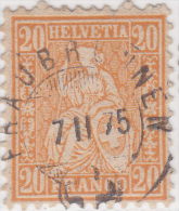 SI53D Svizzera Suisse Helvetia 10 C.  Franco Arancio  Usato Con Annullo 1862 - Usados