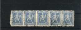 - GRECE 1911/23 . TIMBRES DE 5D. 1911/22  .  OBLITERES  . BANDE DE 5 . - Usados