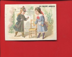 RARE AU PAUVRE JACQUES PARIS PLACE CHATEAU EAU CHROMO CALENDRIER DANGIVILLE 1879  VOIR MOIS JUILLET ENFANT CHAISE - Petit Format : ...-1900