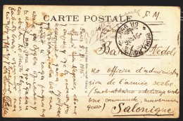 Serbia During WWI Censor Postal Card To Destination On Front, From France To Greek (Thessaloniki) - Serbien