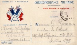 TB 446 - MILITARIA - Carte - Franchise Militaire - Soldat J.VANEL Du 113e Artillerie S.P 168 - Lettres & Documents