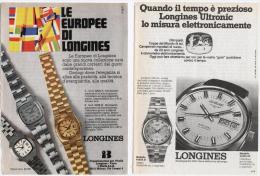 1974 - Orologio LONGINES (sport Mondiali) -  2 Pagine Pubblicità Cm. 13 X 18 - Relojes De Bolsillo
