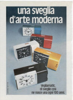 1972 - Orologio Sveglia VEGLIAMATIC  -  1 Pag. Pubblicità Cm. 13 X 18 - Alarm Clocks