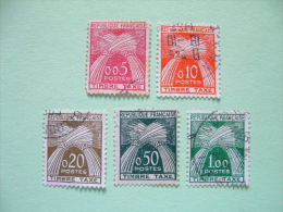 France 1960 Due Tax Stamps Scott J93/7 = 4.25 $ - Wheat Harvest - 1960-.... Usati
