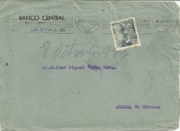 GRANADA CC A ALHAMA SELLO FRANCO PERFIL AL DORSO MAT LLEGADA - 1931-50 Storia Postale