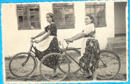 Hungary. Mohacs. The Girls In National Costumes Vith Bikes. - Europe