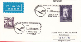 Wien Munchen Köln 1974 Par Lufthansa  - 1er Vol Erstflug Inaugural Flight -  Vienne Munich Cologne - First Flight Covers