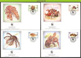 Mud138fb WWF KRAB SCHAALDIER COCONUT CRAB CRUSTACEAN BRITISH INDIAN OCEAN TERRITORY 1993 FDC'S - FDC