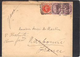 Lettre One Halfpenny  + One Penny  X 2  Tottenham 1897 Pour Narbonne Réexpédiée Clermont Ferrand France - Covers & Documents