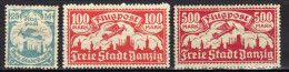 Danzig 1923 Mi 133; 135; 137 *, Flugpost / Air Mail [021114L] - Nuovi