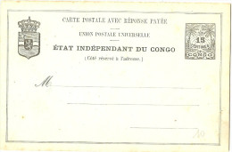 LBL20 - CONGO BELGE - EP CPRP 15c + 10c  NOIR SUR CARTON GRIS PERLE  NEUF - 1884-1894