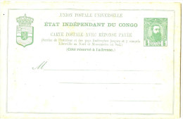 LBL20 - CONGO BELGE - EP CPRP 5c VERT + 10c  CARMIN NEUF - 1884-1894