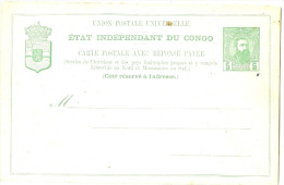 LBL20 - CONGO BELGE - EP CPRP 5c VERT + 10c  CARMIN NEUF - 1884-1894