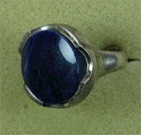 Alter Ring - Massiv Silber Mit Dunkelblauem Stein - Gestempelt 925 - Bagues