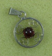 Antiker Anhänger - Silber 835 - "rote Kugel" - Pendentifs