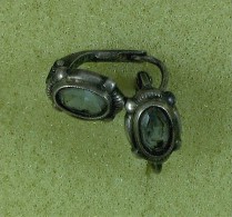 Antike Ohrringe - Silber 900 - Graublaue Steine - Signiert REH - Boucles D'oreilles