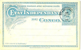LBL20 - CONGO BELGE - EP CPRP 15c BLEU + 15c  BRUN OBLITERATION DE COMPLAISANCE STANLEYVILLE 28/6/1901 - Covers & Documents