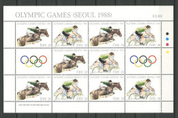 IRLANDE 1988   N° 648/649 Feuille ** Neufs = MNH Superbes Cote 20 € Sports JO Séoul Equitation Cyclisme Chevaux Horses - Unused Stamps