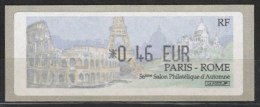 56e Salon Philatélique D´automne Vignette 0,46 € "Paris-Rome" - 1999-2009 Illustrated Franking Labels