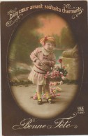 CPA Enfants - Bonne Fête " D'un Coeur Aimant Souhaits Charmants " Fillette Et Son Panier Fleuri - Escenas & Paisajes