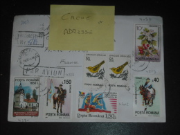 LETTRE RECOMMANDEE ROUMANIE ROMANIA ROMANA AVEC YT 4281 4227 4070a 4301c 4057 4225 PA317 - KAYAK OISEAU CHEVAL AVION - - Storia Postale