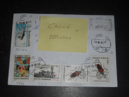 LETTRE RECOMMANDEE ROUMANIE ROMANIA ROMANA AVEC YT PA321 4266 4250 4318 3976F -  INSECTE TRAIN LOCOMOTIVE HELICOPTERE - - Storia Postale