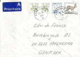 Sverige Rönninge >> Danmark Kobenhavn 1993 / Chevreuil Hert Deer Hirsch - Storia Postale