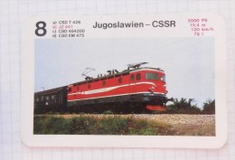 JZ 441 JUGOSLAWIEN - CSSR Yugoslavia (RAILWAY OF YUGOSLAVIA) TRAIN LOCOMOTIVE Lokomotive / Playing Card - Eisenbahnverkehr