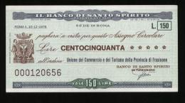 MINIASSEGNO 1976 BANCO DI SANTO SPIRITO -UNIONE  COMMERCIANTI FROSINONE DA £150 - [10] Assegni E Miniassegni