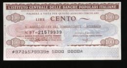 MINIASSEGNO 1977 ISTITUTO BANCHE POPOLARI ITALIANE -ASSOCIAZIONE  COMMERCIANTI ACIREALE DA £100 - [10] Cheques En Mini-cheques