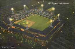 225679-Baseball, Comiskey Park, Chicago White Sox, Night Scene, Linen Postcard, Curteich No 0C-H1895 - Honkbal