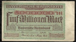 ALLEMAGNE .  BILLET DE 5 MILLION EN MARK . 1923 . - 5 Miljoen Mark