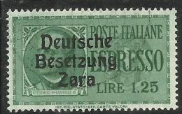ZARA OCCUPAZIONE TEDESCA GERMAN OCCUPATION 1943 ESPRESSO SPECIAL DELIVERY L. 1,25 USATO USED OBLITERE' - Deutsche Bes.: Zara