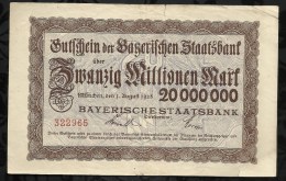 ALLEMAGNE .  BILLET DE 20 MILLION EN MARK . 1923 . - 20 Millionen Mark