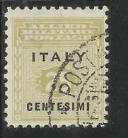OCCUPAZIONE ANGLO-AMERICANA SICILIA 1943 CENT. 25 USATO USED OBLITERE' - Occup. Anglo-americana: Sicilia