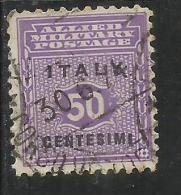 OCCUPAZIONE ANGLO-AMERICANA SICILIA 1943 CENT. 50 USATO USED OBLITERE' - Anglo-american Occ.: Sicily