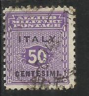 OCCUPAZIONE ANGLO-AMERICANA SICILIA 1943 CENT. 50 USATO USED OBLITERE' - Anglo-american Occ.: Sicily