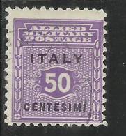 OCCUPAZIONE ANGLO-AMERICANA SICILIA 1943 CENT. 50 USATO USED OBLITERE' - Anglo-american Occ.: Sicily