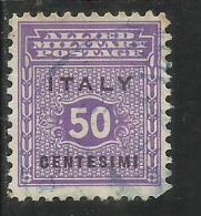 OCCUPAZIONE ANGLO-AMERICANA SICILIA 1943 CENT. 50 USATO USED OBLITERE' - Anglo-american Occ.: Sicily