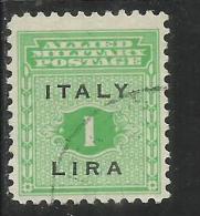 OCCUPAZIONE ANGLO-AMERICANA SICILIA 1943 LIRE 1 LIRA USATO USED OBLITERE' - Occup. Anglo-americana: Sicilia