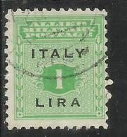 OCCUPAZIONE ANGLO-AMERICANA SICILIA 1943 LIRE 1 LIRA USATO USED OBLITERE' - Anglo-Amerik. Bez.: Sicilë