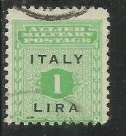 OCCUPAZIONE ANGLO-AMERICANA SICILIA 1943 LIRE 1 LIRA USATO USED OBLITERE' - Anglo-american Occ.: Sicily