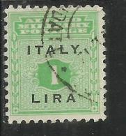 OCCUPAZIONE ANGLO-AMERICANA SICILIA 1943 LIRE 1 LIRA USATO USED OBLITERE' - Anglo-american Occ.: Sicily