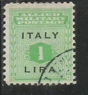 OCCUPAZIONE ANGLO-AMERICANA SICILIA 1943 LIRE 1 LIRA USATO USED OBLITERE' - Occup. Anglo-americana: Sicilia