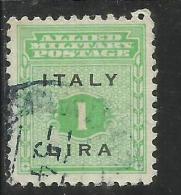 OCCUPAZIONE ANGLO-AMERICANA SICILIA 1943 LIRE 1 LIRA USATO USED OBLITERE' - Anglo-american Occ.: Sicily