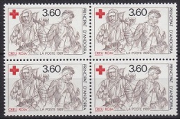 Andorra Fr. 1989 Red Cross  1v Bl Of 4 ** Mnh (17873) - Used Stamps
